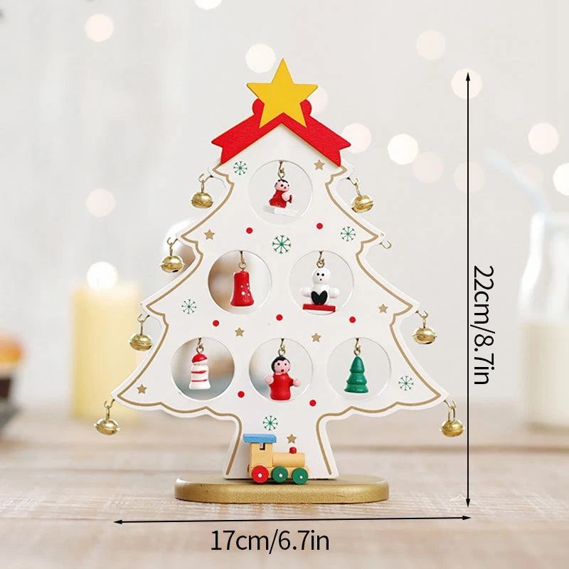 Wooden Christmas Tree Desktop Ornament DIY Mini Christmas Tree Decorations Window Display Ornament adornos navideños