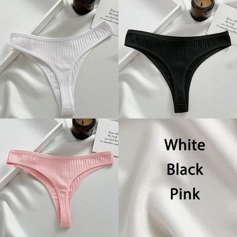 FINETOO 3PCS/Set G-string Cotton Women Lingerie Panties Thong Female Underwear Sexy Pantys Underpant Girl Intimates Thongs S-XL