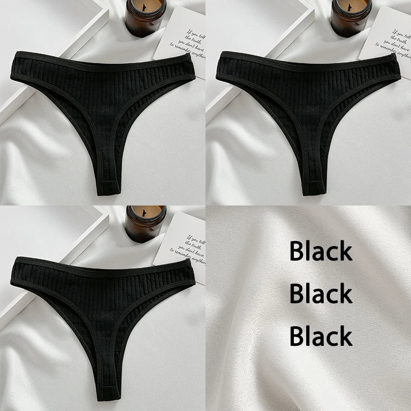 FINETOO 3PCS/Set G-string Cotton Women Lingerie Panties Thong Female Underwear Sexy Pantys Underpant Girl Intimates Thongs S-XL