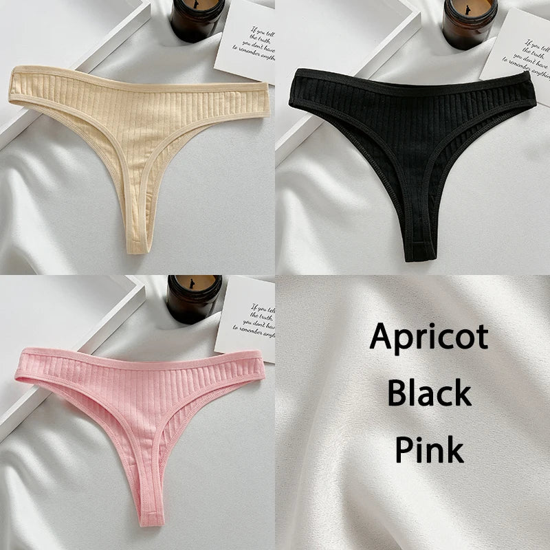 FINETOO 3PCS/Set G-string Cotton Women Lingerie Panties Thong Female Underwear Sexy Pantys Underpant Girl Intimates Thongs S-XL