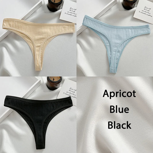 FINETOO 3PCS/Set G-string Cotton Women Lingerie Panties Thong Female Underwear Sexy Pantys Underpant Girl Intimates Thongs S-XL