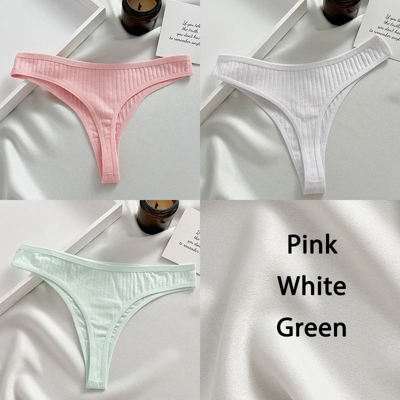 FINETOO 3PCS/Set G-string Cotton Women Lingerie Panties Thong Female Underwear Sexy Pantys Underpant Girl Intimates Thongs S-XL