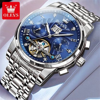 OLEVS Classic Men's Watches Tourbillon Multi-function Full Automatic Men Watch High end Male Wristwatches