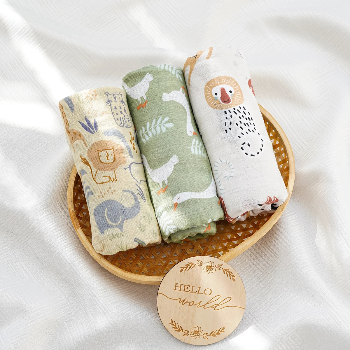 HappyFlute 3pcs/set Baby Muslin Swaddle 100% Cotton Baby Blankets Baby Wrap For Sleeping and Traveling