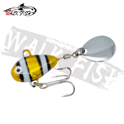 WALK FISH 1PCS New Metal Mini VIB With Spoon Fishing Lure 10g 2.1cm Fishing Tackle Pin Crankbait Vibration Spinner Sinking Bait