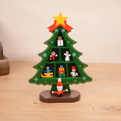 Christmas Decorations Wooden Christmas Tree Creative Scene Layout Ornaments Three-dimensional Red Xmas Table Desktop Decoration