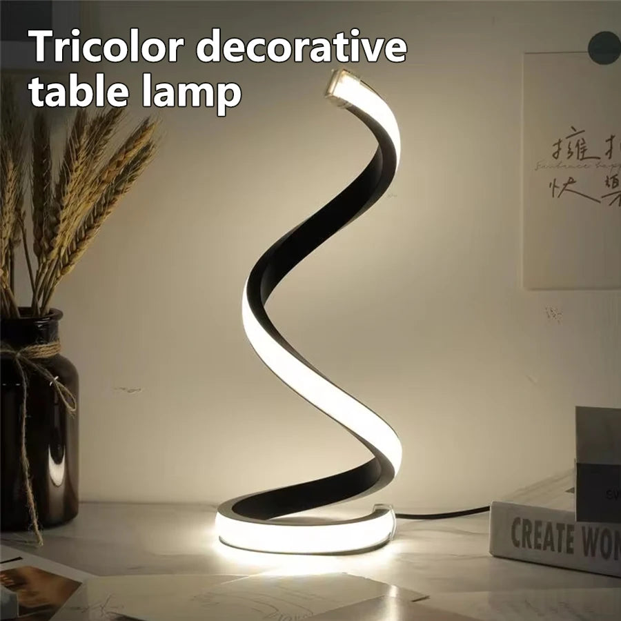 LED Night Light Spiral Table Lamp Modern Bedside Lamps Dimmable Night Lamp Office Living Room Bedroom Decoration Night Lights