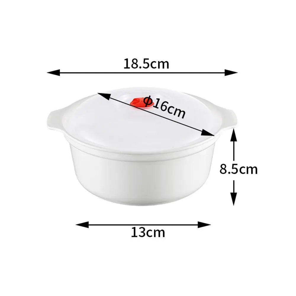 Two Ear Round Microwave Lunch Box Household Plastic Heating Fresh Keeping Box With Lid Steamed Bun Instant Noodles Bowl