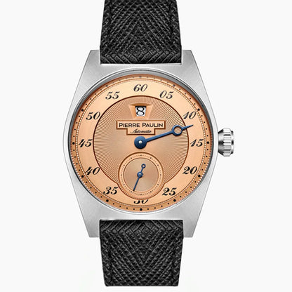 Spot goods NEW Pierre Paulin Jumping Hour Men Watch Salmon Dial Automatic St17 Mechanical Watch Vintage Date Window 38mm