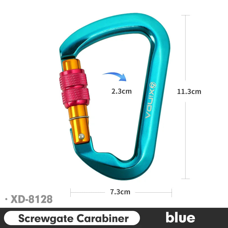 Xinda Outdoor Carabiner Rock Climbing Mountain Landing 30kN High Altitude Operation Equipment Aluminum Alloy Safety Buckle Hook