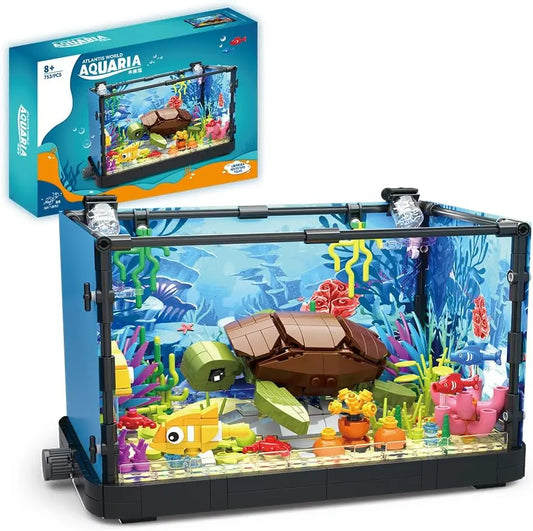 MOC Ocean Fish Tank Aquarium Building Block Set Turtle Fish Tank Brick Children's DIY Toys Home Decoration Birthday Gift