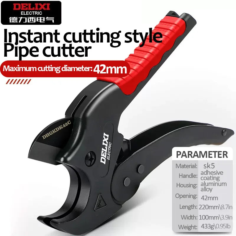 DELIXI ELECTRIC Pipe Cutter，Pipe Scissors SK5 Material Ratchet Cutter PVC/PU/PP/PE Hose Cutting Hand Tool，for Plumber，Homeowners