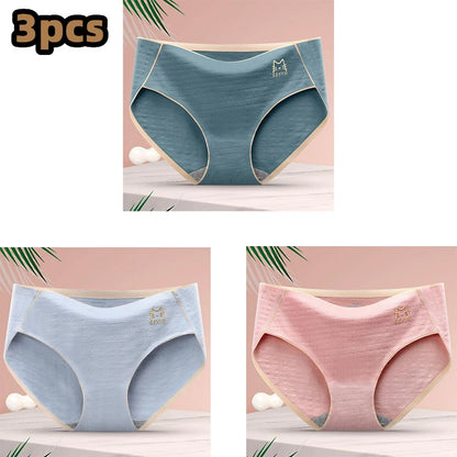 3 Pcs/lot Women's Sexy Underpants Soft Cotton Panties Girls Solid Color Briefs Striped Panty Sexy Lingerie Female Underwear