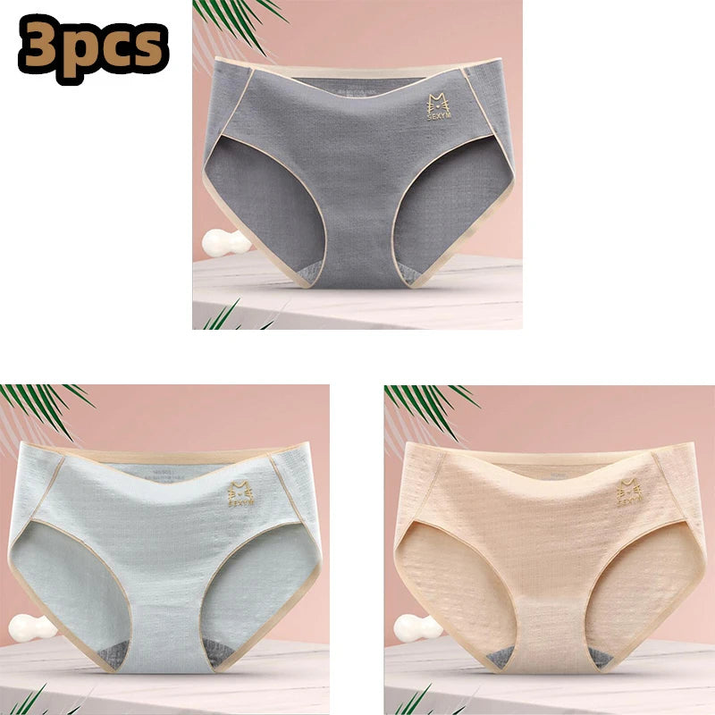 3 Pcs/lot Women's Sexy Underpants Soft Cotton Panties Girls Solid Color Briefs Striped Panty Sexy Lingerie Female Underwear