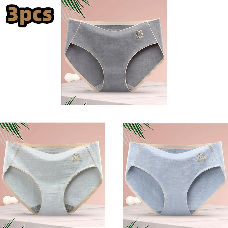 3 Pcs/lot Women's Sexy Underpants Soft Cotton Panties Girls Solid Color Briefs Striped Panty Sexy Lingerie Female Underwear