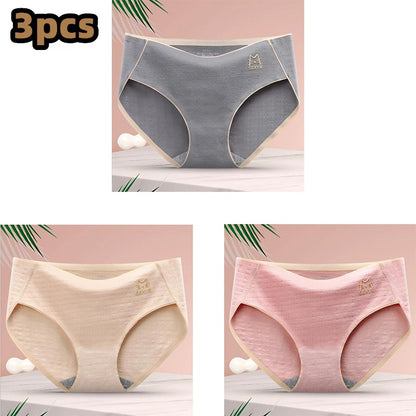 3 Pcs/lot Women's Sexy Underpants Soft Cotton Panties Girls Solid Color Briefs Striped Panty Sexy Lingerie Female Underwear