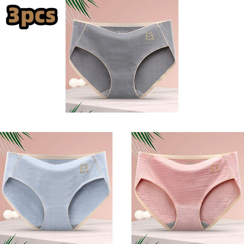 3 Pcs/lot Women's Sexy Underpants Soft Cotton Panties Girls Solid Color Briefs Striped Panty Sexy Lingerie Female Underwear