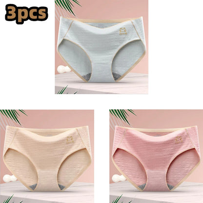 3 Pcs/lot Women's Sexy Underpants Soft Cotton Panties Girls Solid Color Briefs Striped Panty Sexy Lingerie Female Underwear