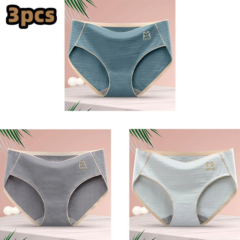 3 Pcs/lot Women's Sexy Underpants Soft Cotton Panties Girls Solid Color Briefs Striped Panty Sexy Lingerie Female Underwear