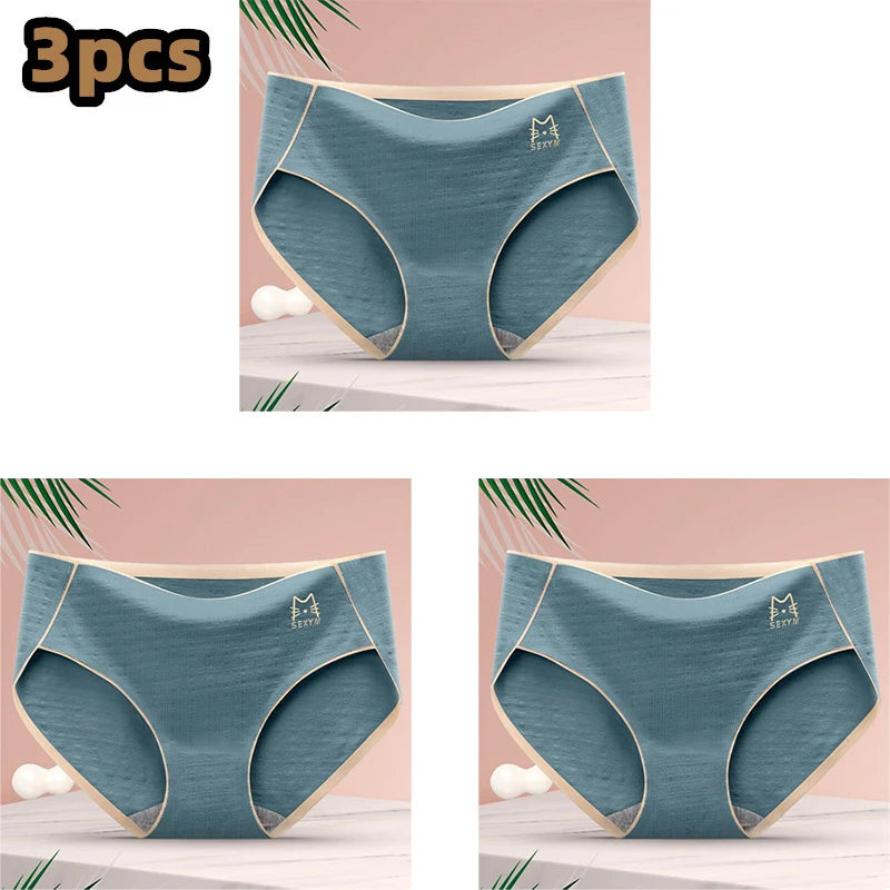 3 Pcs/lot Women's Sexy Underpants Soft Cotton Panties Girls Solid Color Briefs Striped Panty Sexy Lingerie Female Underwear