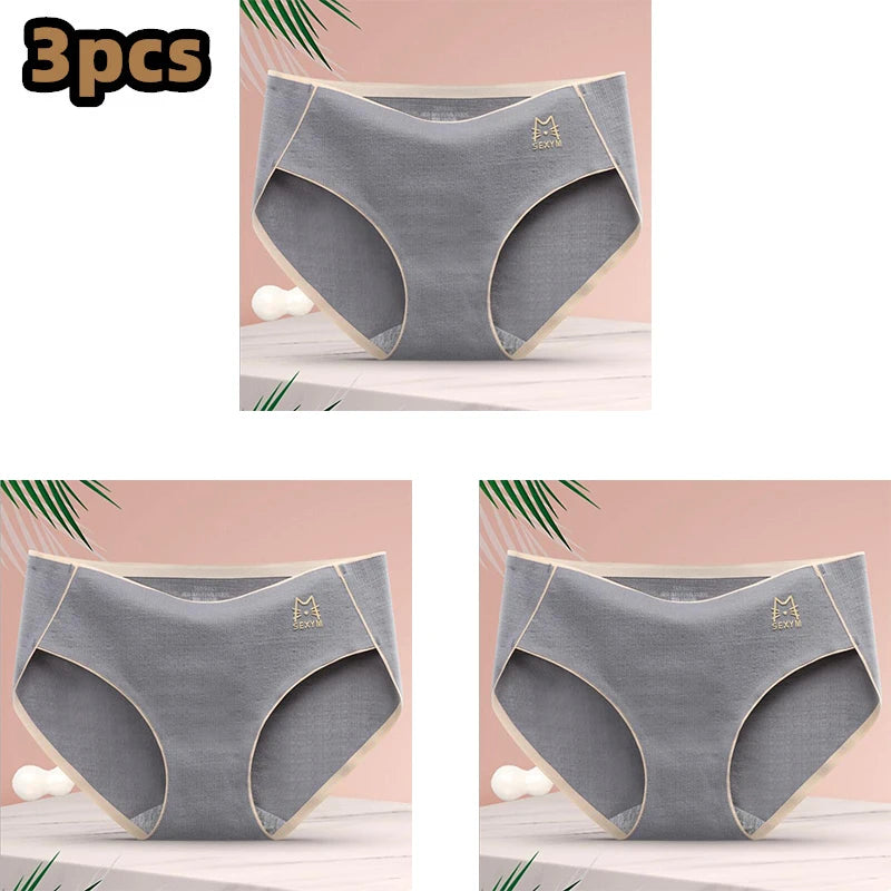 3 Pcs/lot Women's Sexy Underpants Soft Cotton Panties Girls Solid Color Briefs Striped Panty Sexy Lingerie Female Underwear