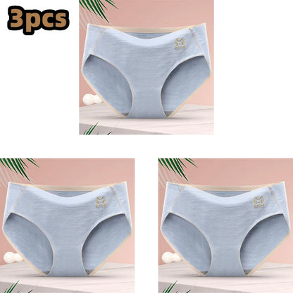 3 Pcs/lot Women's Sexy Underpants Soft Cotton Panties Girls Solid Color Briefs Striped Panty Sexy Lingerie Female Underwear