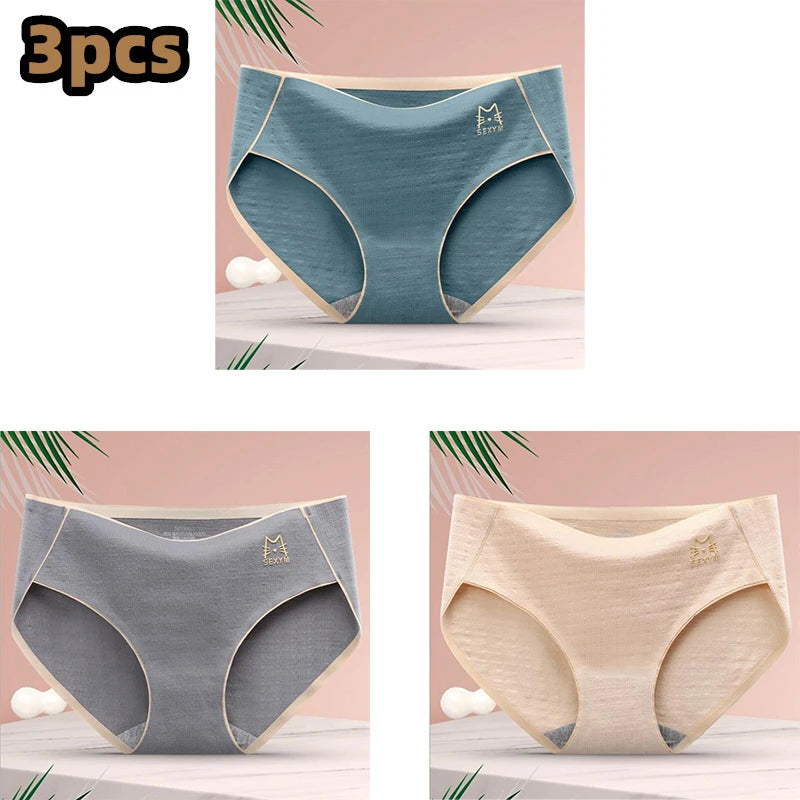 3 Pcs/lot Women's Sexy Underpants Soft Cotton Panties Girls Solid Color Briefs Striped Panty Sexy Lingerie Female Underwear