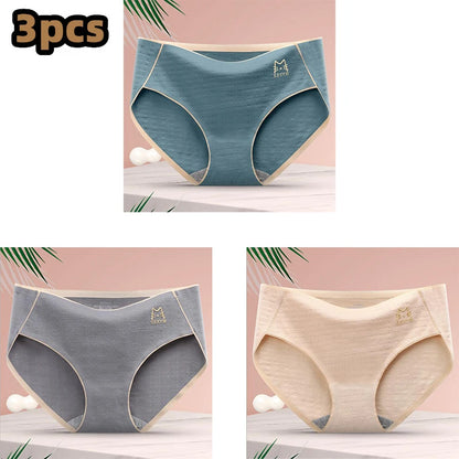 3 Pcs/lot Women's Sexy Underpants Soft Cotton Panties Girls Solid Color Briefs Striped Panty Sexy Lingerie Female Underwear