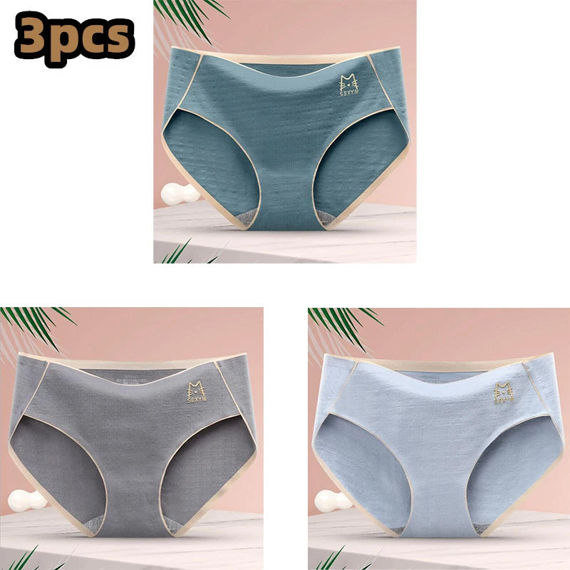 3 Pcs/lot Women's Sexy Underpants Soft Cotton Panties Girls Solid Color Briefs Striped Panty Sexy Lingerie Female Underwear