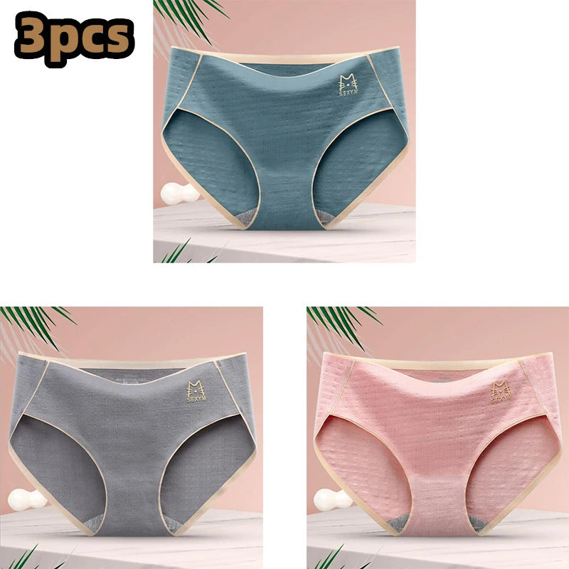 3 Pcs/lot Women's Sexy Underpants Soft Cotton Panties Girls Solid Color Briefs Striped Panty Sexy Lingerie Female Underwear