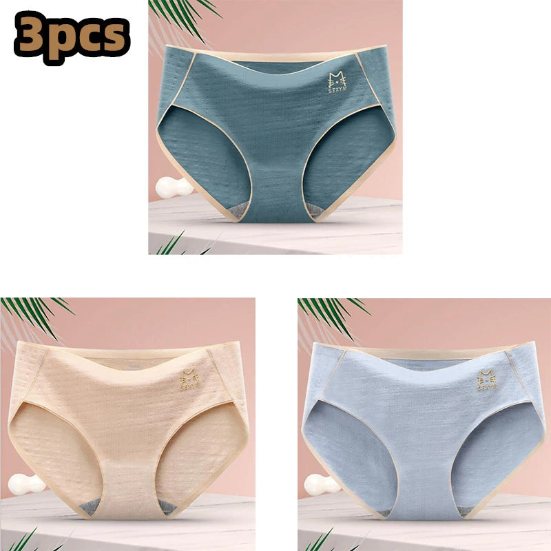 3 Pcs/lot Women's Sexy Underpants Soft Cotton Panties Girls Solid Color Briefs Striped Panty Sexy Lingerie Female Underwear