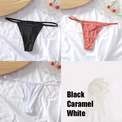 3PCS/Set Cotton G-string Panties Sexy Women's Thongs Low Waist Solid Female Breathable Soft Underwear Comfortable Lingerie