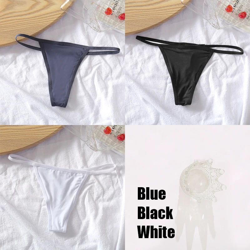 3PCS/Set Cotton G-string Panties Sexy Women's Thongs Low Waist Solid Female Breathable Soft Underwear Comfortable Lingerie