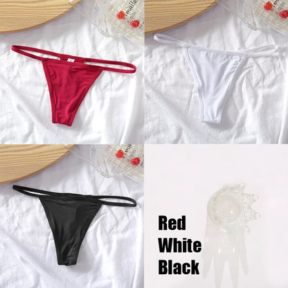 3PCS/Set Cotton G-string Panties Sexy Women's Thongs Low Waist Solid Female Breathable Soft Underwear Comfortable Lingerie