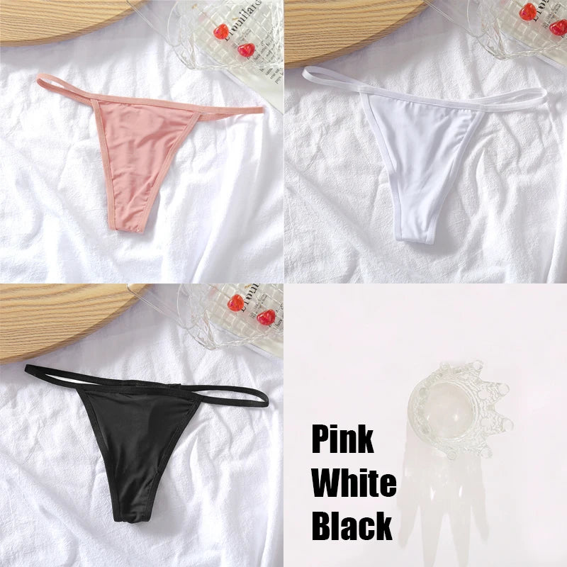 3PCS/Set Cotton G-string Panties Sexy Women's Thongs Low Waist Solid Female Breathable Soft Underwear Comfortable Lingerie