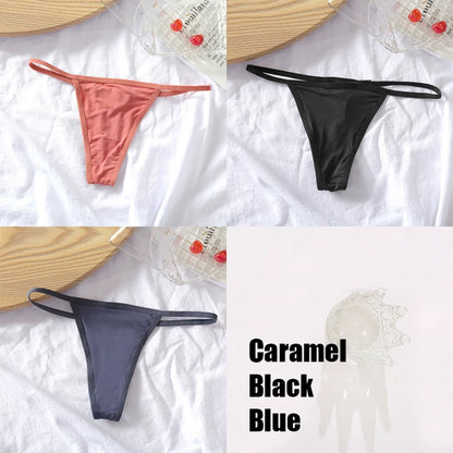 3PCS/Set Cotton G-string Panties Sexy Women's Thongs Low Waist Solid Female Breathable Soft Underwear Comfortable Lingerie