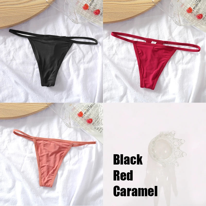 3PCS/Set Cotton G-string Panties Sexy Women's Thongs Low Waist Solid Female Breathable Soft Underwear Comfortable Lingerie