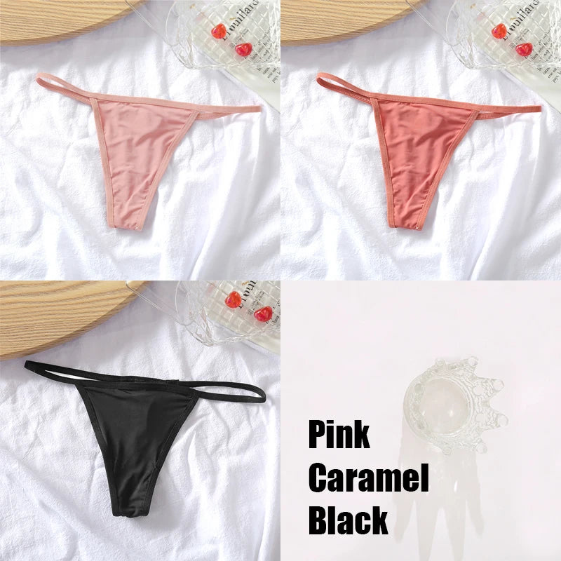 3PCS/Set Cotton G-string Panties Sexy Women's Thongs Low Waist Solid Female Breathable Soft Underwear Comfortable Lingerie