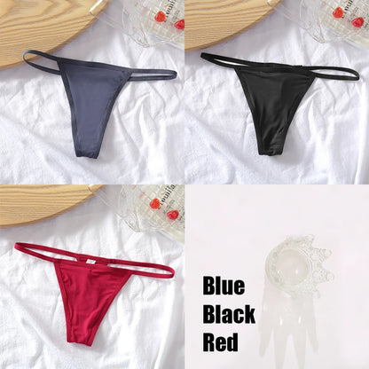 3PCS/Set Cotton G-string Panties Sexy Women's Thongs Low Waist Solid Female Breathable Soft Underwear Comfortable Lingerie