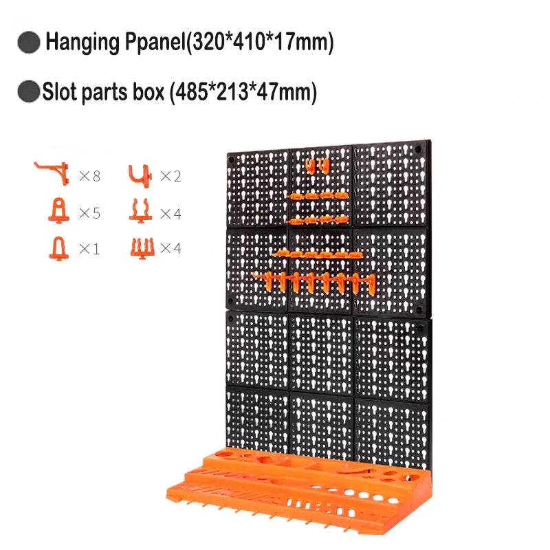 Garage Wall Organization Bins Hanging Wall Mount Board Tool Storage Plastic Workshop Box Storage Rack Plate Hole Access Tools