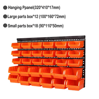 Garage Wall Organization Bins Hanging Wall Mount Board Tool Storage Plastic Workshop Box Storage Rack Plate Hole Access Tools