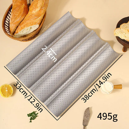 2/3/4PCS of Non Stick Bread Tray Baking Utensils Kitchen Tray Non Stick Hole French Wave Shaped Bread Baking Tray Utensils