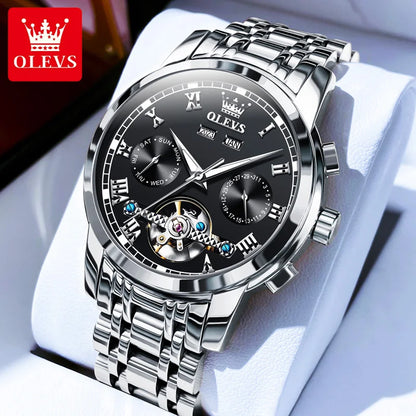 OLEVS Men's Watch Business Multi functional Waterproof Calendar Classic Watch Luxury Automatic Mechanical Skeleton Men's Watch