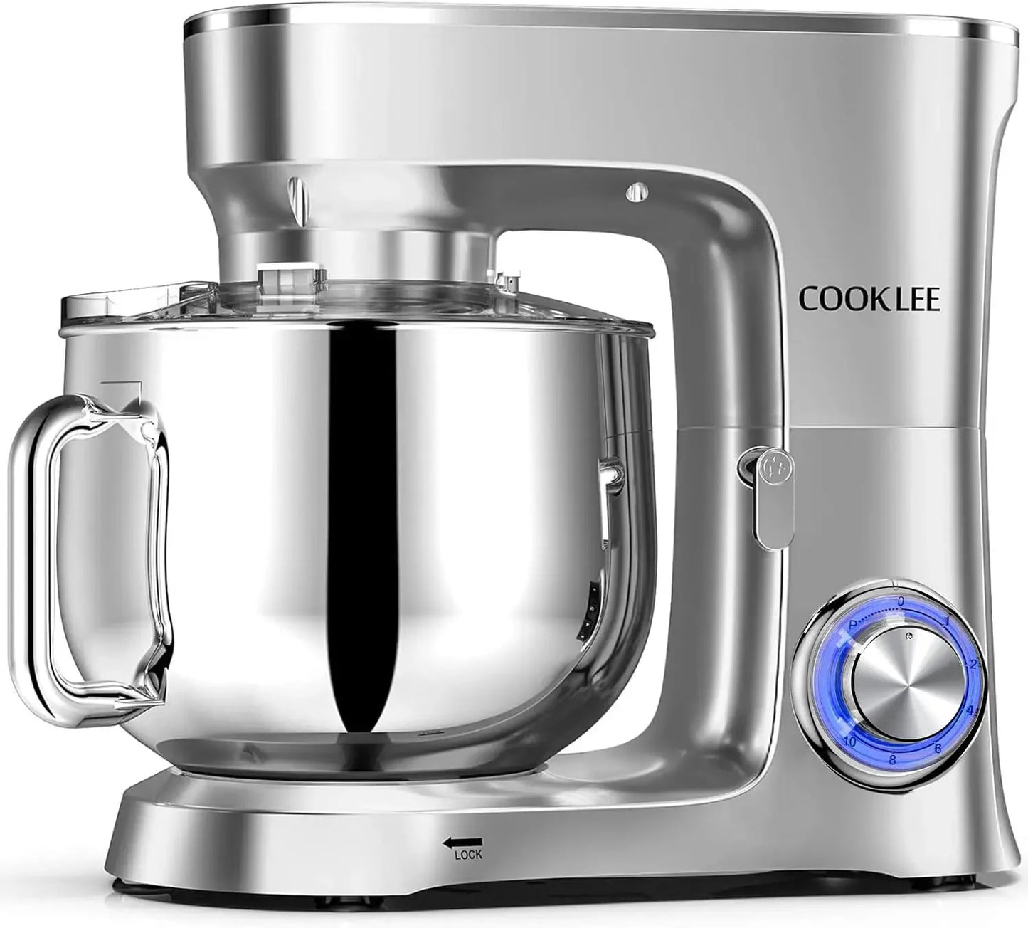 COOKLEE Stand Mixer, 9.5 Qt. 660W 10-Speed Electric Kitchen Mixer with Dishwasher-Safe Dough Hooks, Flat Beaters, Wire Whip