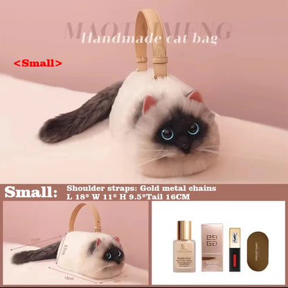 Women Exquisite Shoulder Underarm Bags Siamese Cat Bag Plush Cute Plush Crossbody Bag Female Winter Autumn Handbags Hot