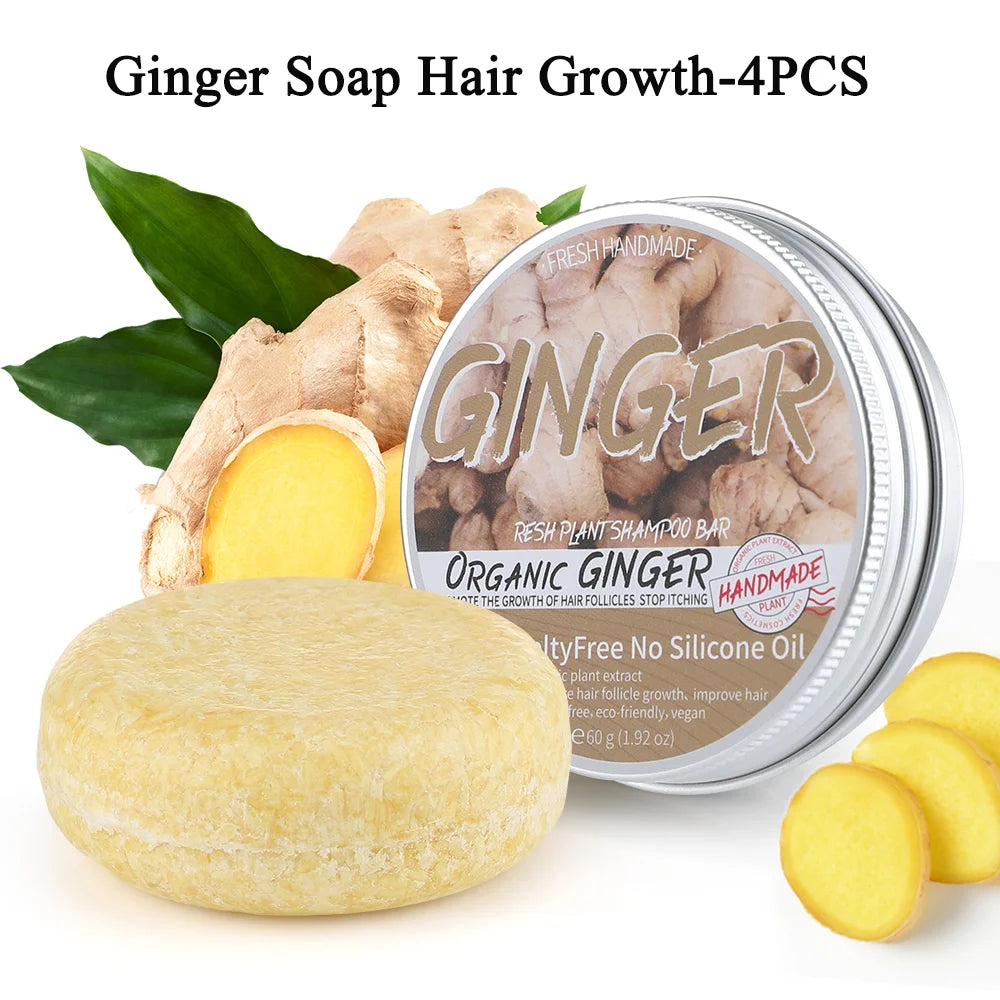 Organic Ginger Polygonum Soap Hair Growth Shampoo Soap Pure Plant Handmade Cold Processed Fast Growth Shampoos Hair Care Soaps