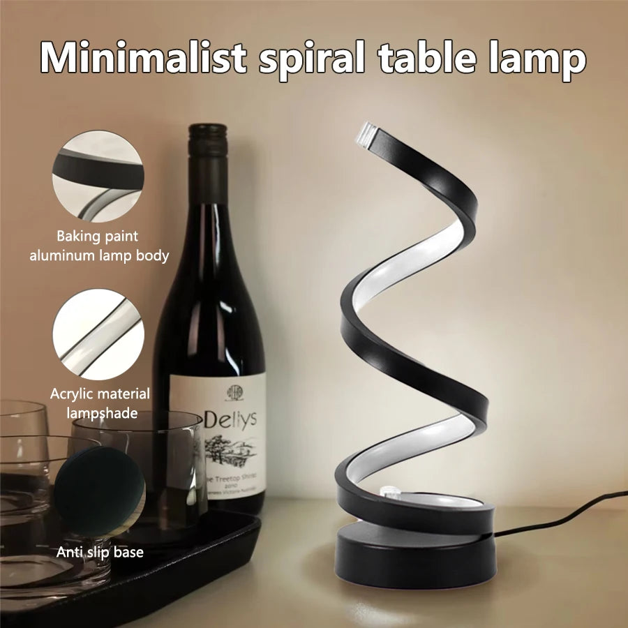 LED Night Light Spiral Table Lamp Modern Bedside Lamps Dimmable Night Lamp Office Living Room Bedroom Decoration Night Lights