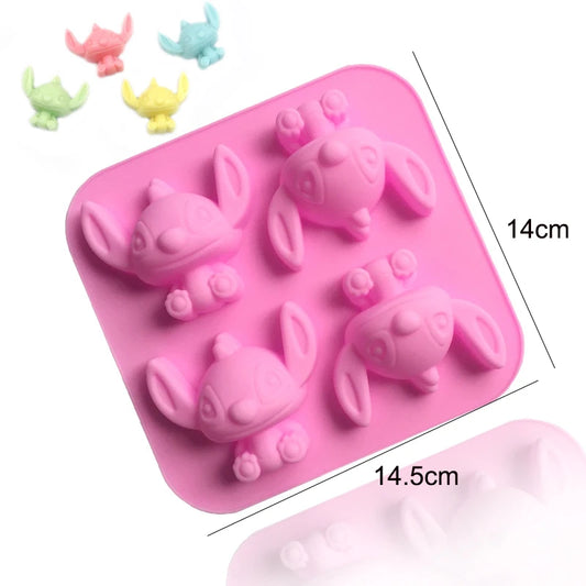 Cartoon Silicone Mold For Baking Stitch Bear Mouse Cat Pig Duck Chocolate Soap Mould Animal Cake Decorating Tool Cupcake Topper