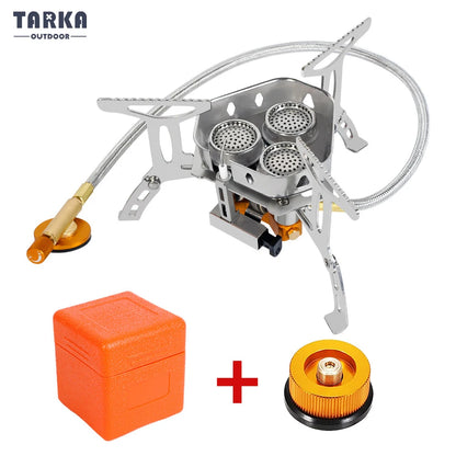 TARKA 3 Heads Gas Stove Tourist Camping Burners Folding Backpacking Furnace 5800W Outdoor Hiking Picnic BBQ Cooking Equipment