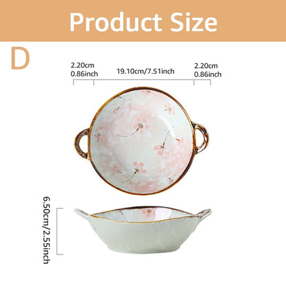 Japanese Household Noodle Bowl 7.5inch Ceramic Soup Bowl With Handle Salad Pasta Bowl Kitchen Tableware Microwave Oven Bakware